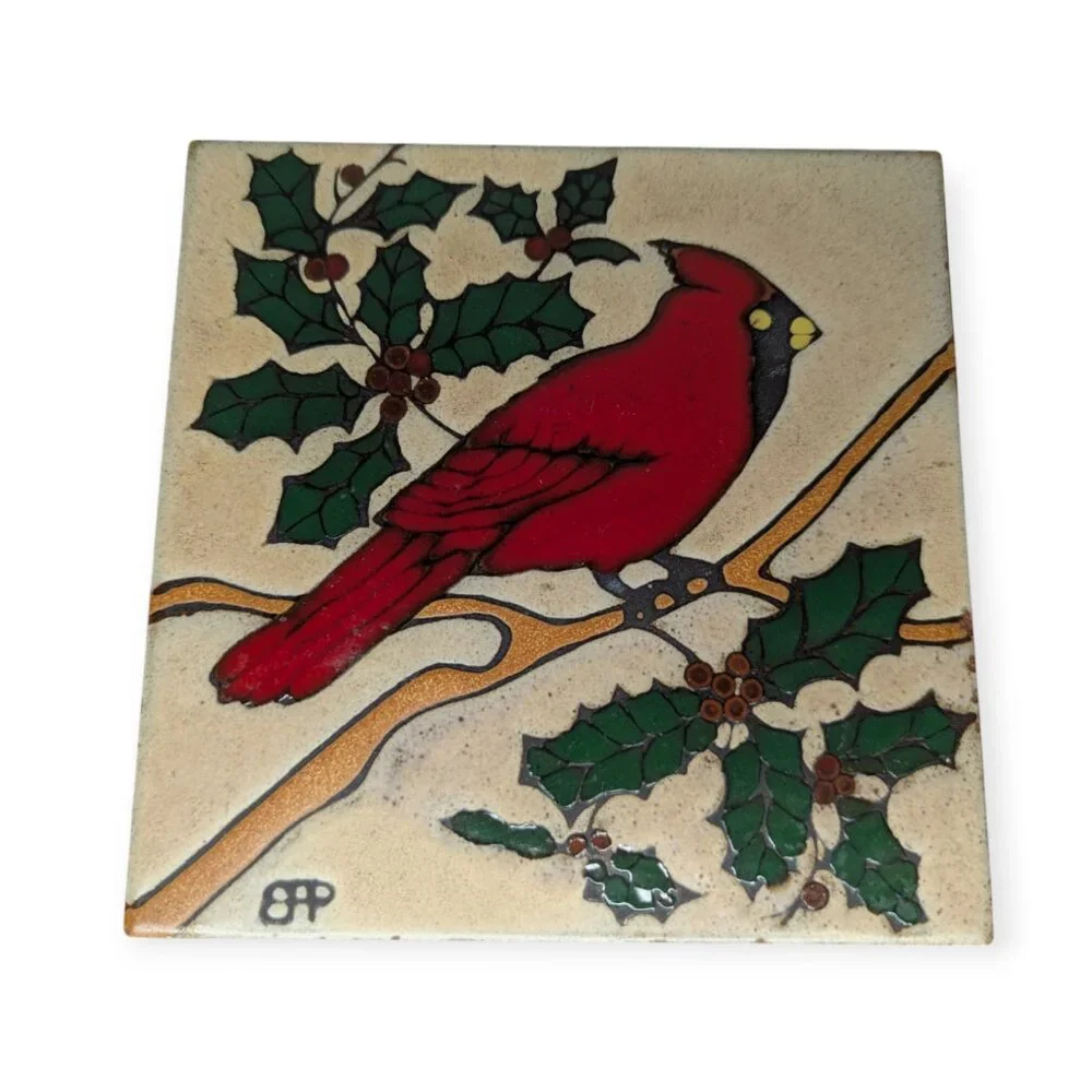 Cardinal Tile by Elany Wall Hanging or Hot Plate- Hand Painted 6